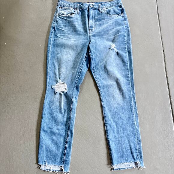 Madewell The High Rise Slim Boy Jean Medium Wash Distressed Size 31 - Picture 3 of 13